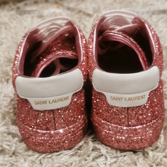 Saint Laurent Pink Glitter Andy Sneakers - Picture 3 of 6
